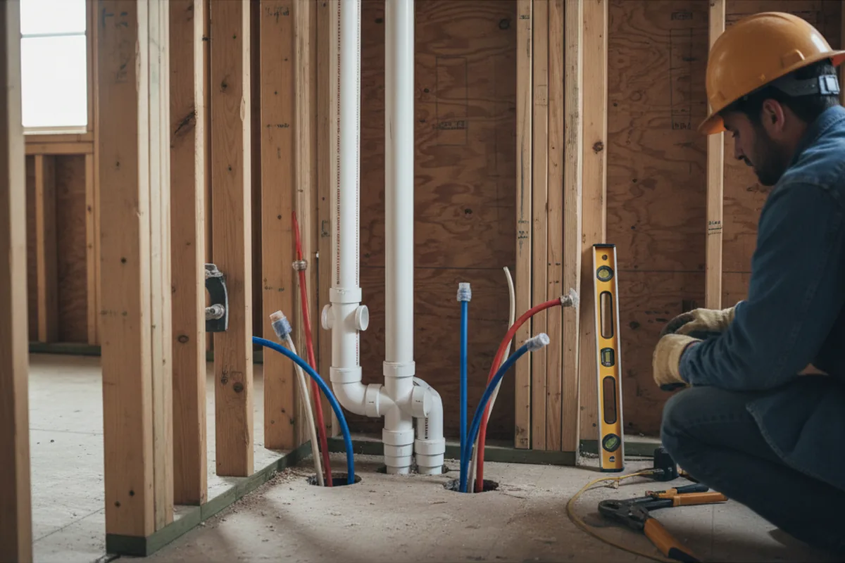 Drain and supply rough-in during Sump Pump Repair in Westpoint